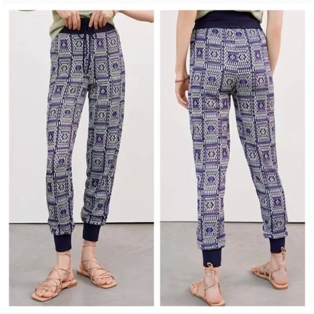 Cecilia Prado Anthropologie Crochet Joggers Womens XS Blue Drawstring